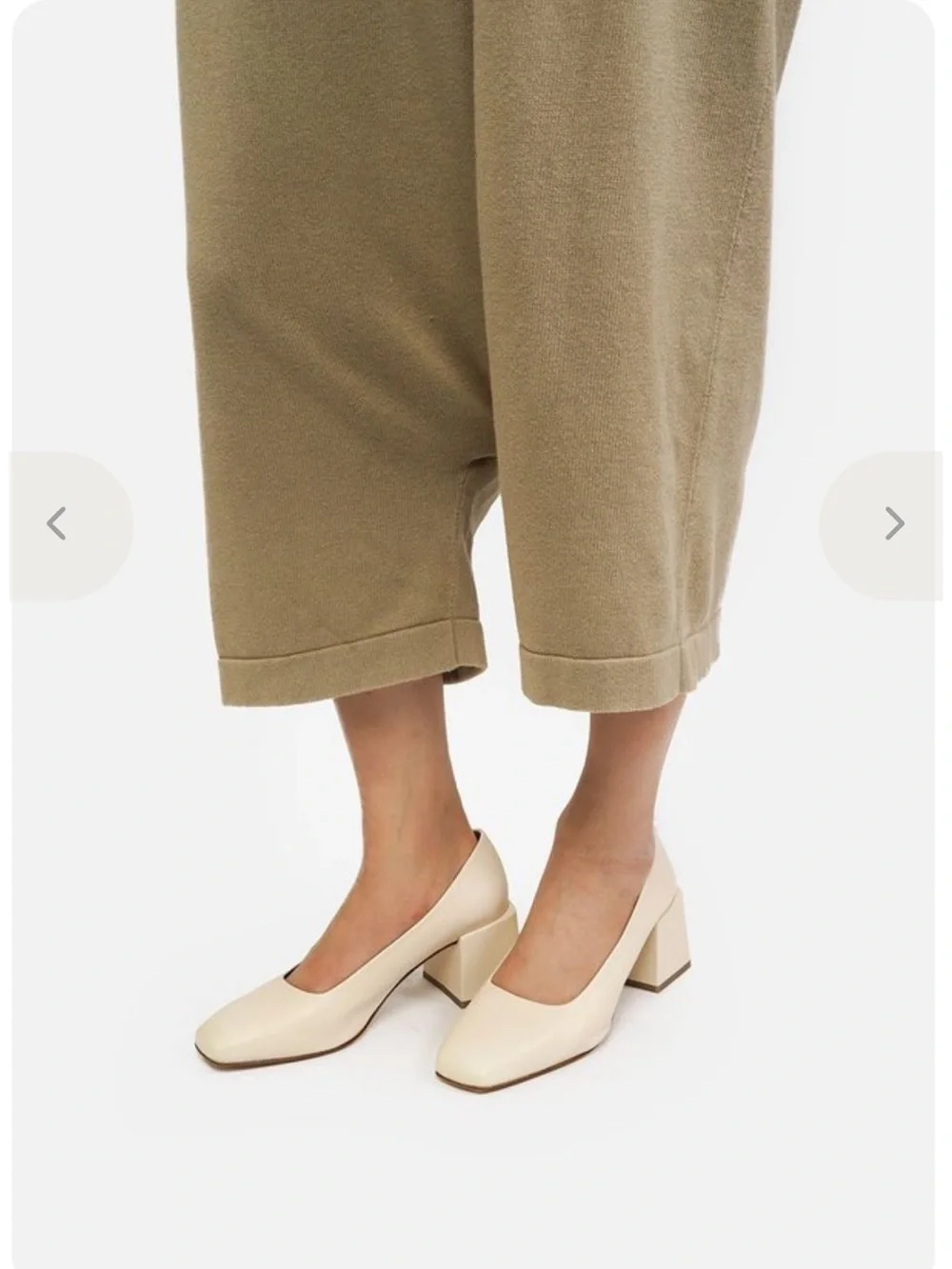 LoQ Classic Square-Toe Block Heel Pumps in Cream 5.5 - Picture 1 of 12